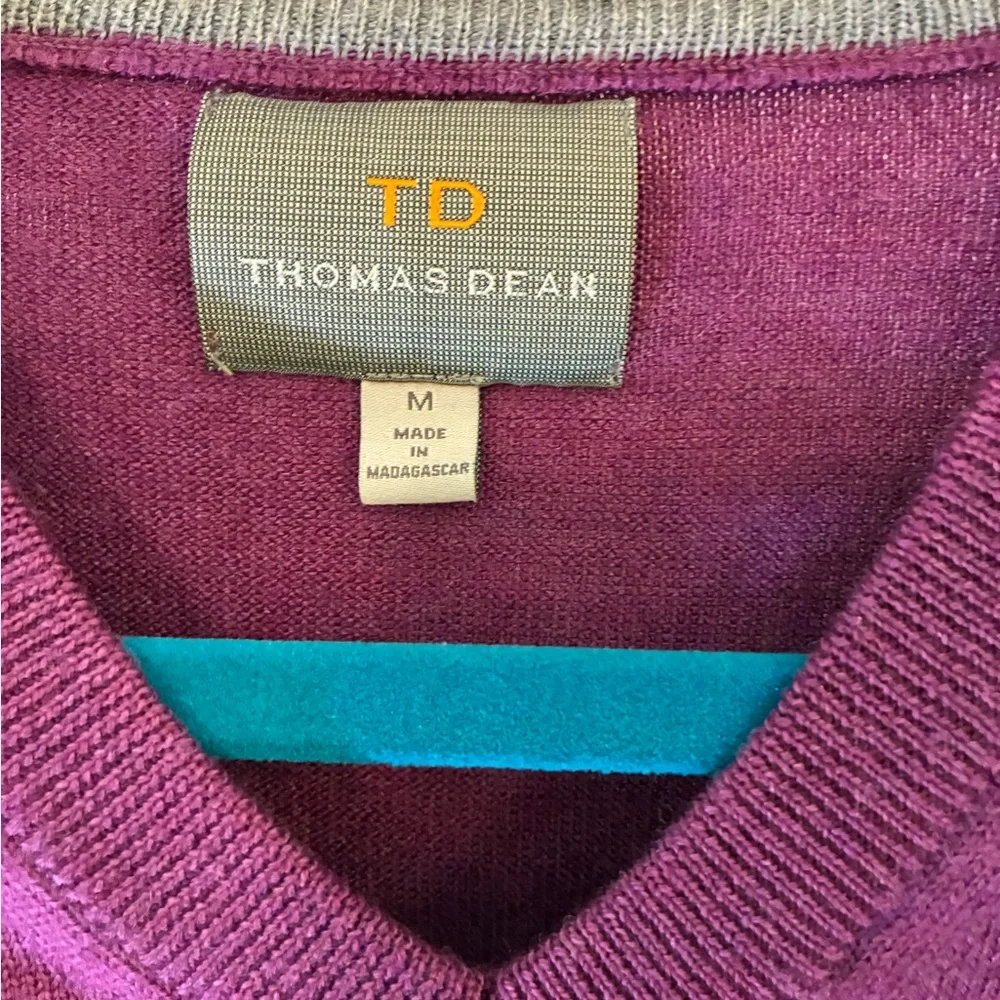 Thomas Dean Rich Purple V-Neck Sweater